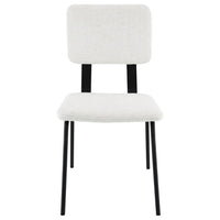 Kelli Dining Chair Set of 2, White Fabric Foam Cushions, Black Metal -BM328750