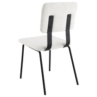 Kelli Dining Chair Set of 2, White Fabric Foam Cushions, Black Metal -BM328750