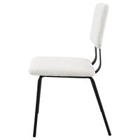 Kelli Dining Chair Set of 2, White Fabric Foam Cushions, Black Metal -BM328750