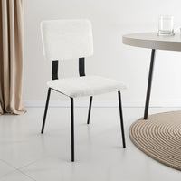 Kelli Dining Chair Set of 2, White Fabric Foam Cushions, Black Metal -BM328750