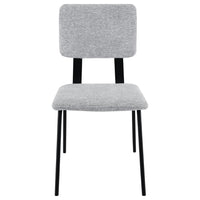 Kelli Dining Chair Set of 2, Gray Fabric Foam Cushions, Black Metal -BM328751