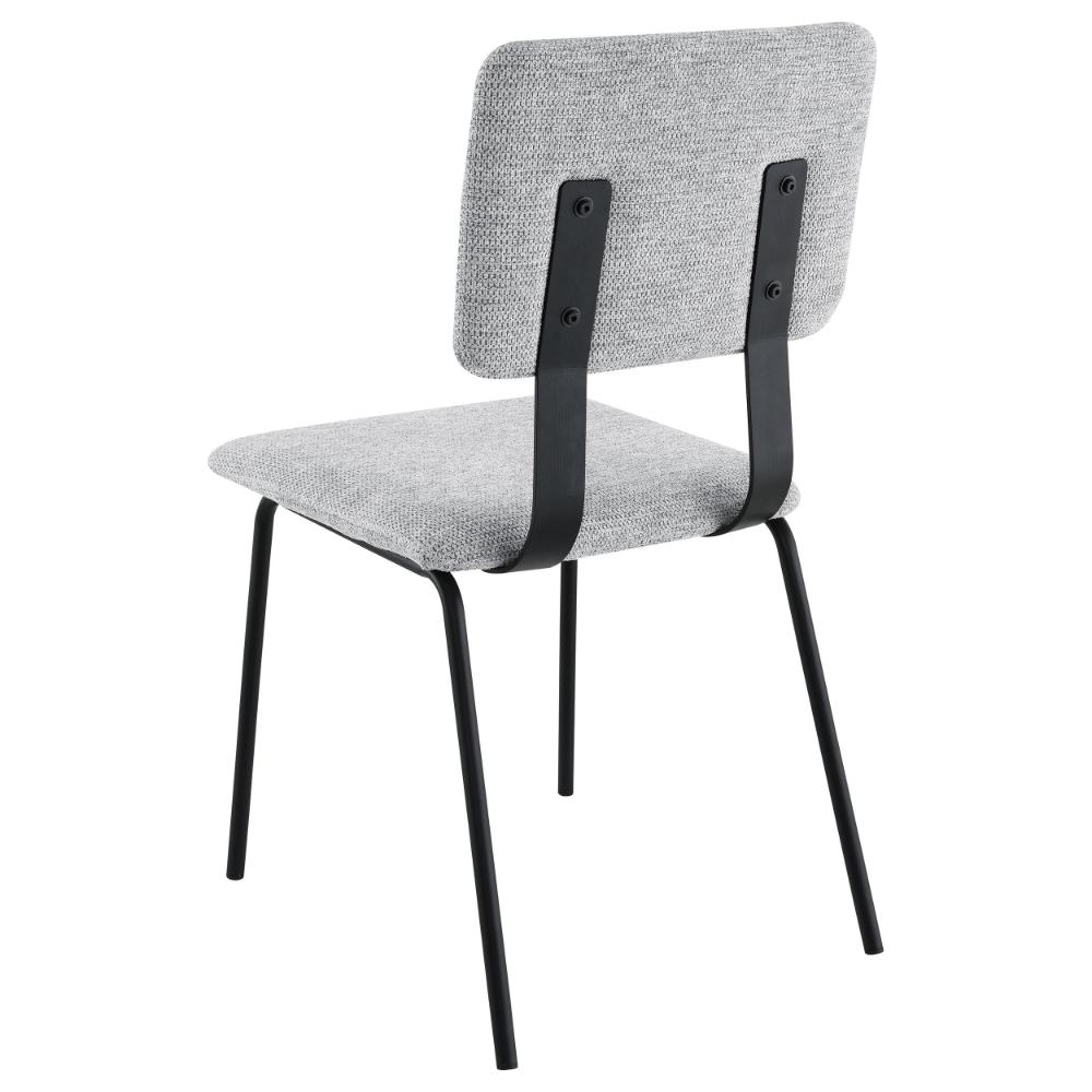 Kelli Dining Chair Set of 2, Gray Fabric Foam Cushions, Black Metal -BM328751