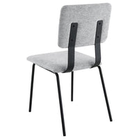Kelli Dining Chair Set of 2, Gray Fabric Foam Cushions, Black Metal -BM328751