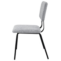 Kelli Dining Chair Set of 2, Gray Fabric Foam Cushions, Black Metal -BM328751