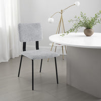 Kelli Dining Chair Set of 2, Gray Fabric Foam Cushions, Black Metal -BM328751