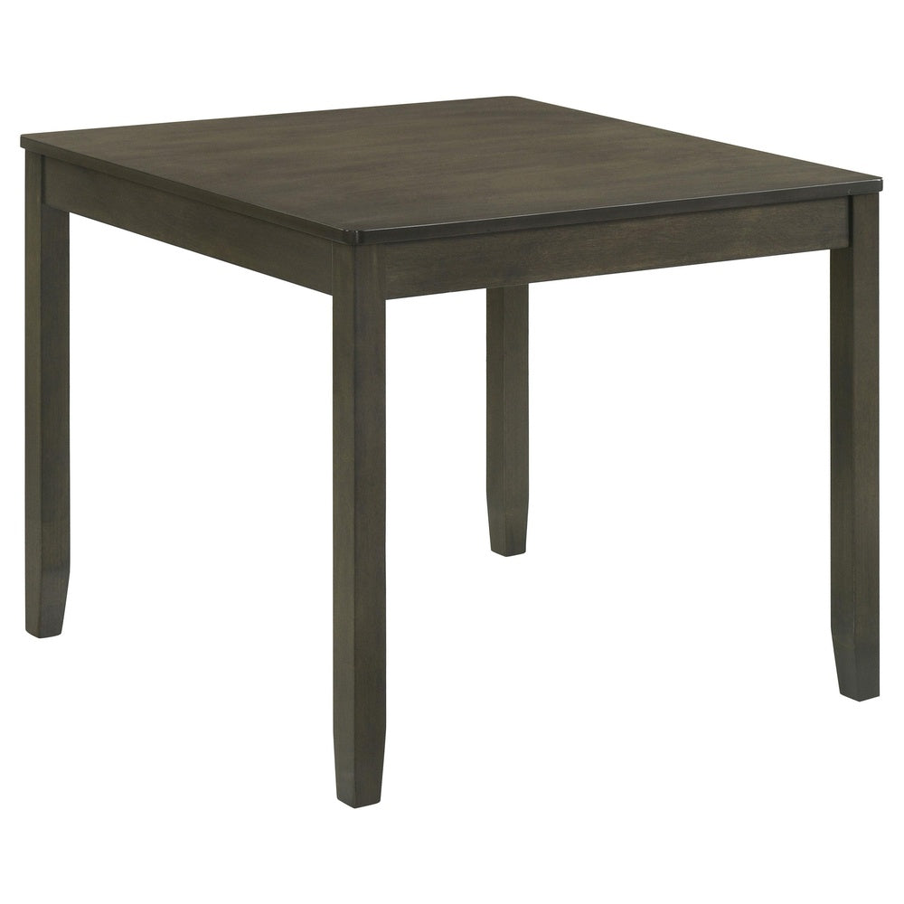 Panos 5pc Dining Table Set with 4 Chairs, Gray, Black Faux Leather -BM328753