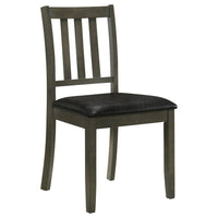 Panos 5pc Dining Table Set with 4 Chairs, Gray, Black Faux Leather -BM328753