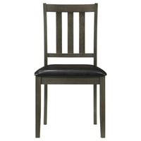Panos 5pc Dining Table Set with 4 Chairs, Gray, Black Faux Leather -BM328753