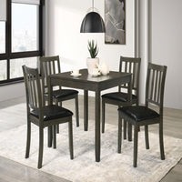 Panos 5pc Dining Table Set with 4 Chairs, Gray, Black Faux Leather -BM328753