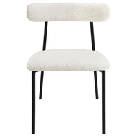 Aneez Dining Chair Set of 2, White Boucle Fabric, Black Metal Frame -BM328754