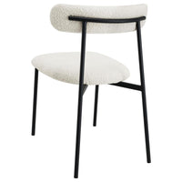 Aneez Dining Chair Set of 2, White Boucle Fabric, Black Metal Frame -BM328754
