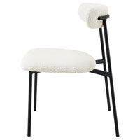 Aneez Dining Chair Set of 2, White Boucle Fabric, Black Metal Frame -BM328754