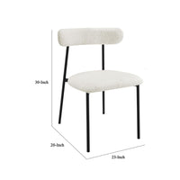 Aneez Dining Chair Set of 2, White Boucle Fabric, Black Metal Frame -BM328754