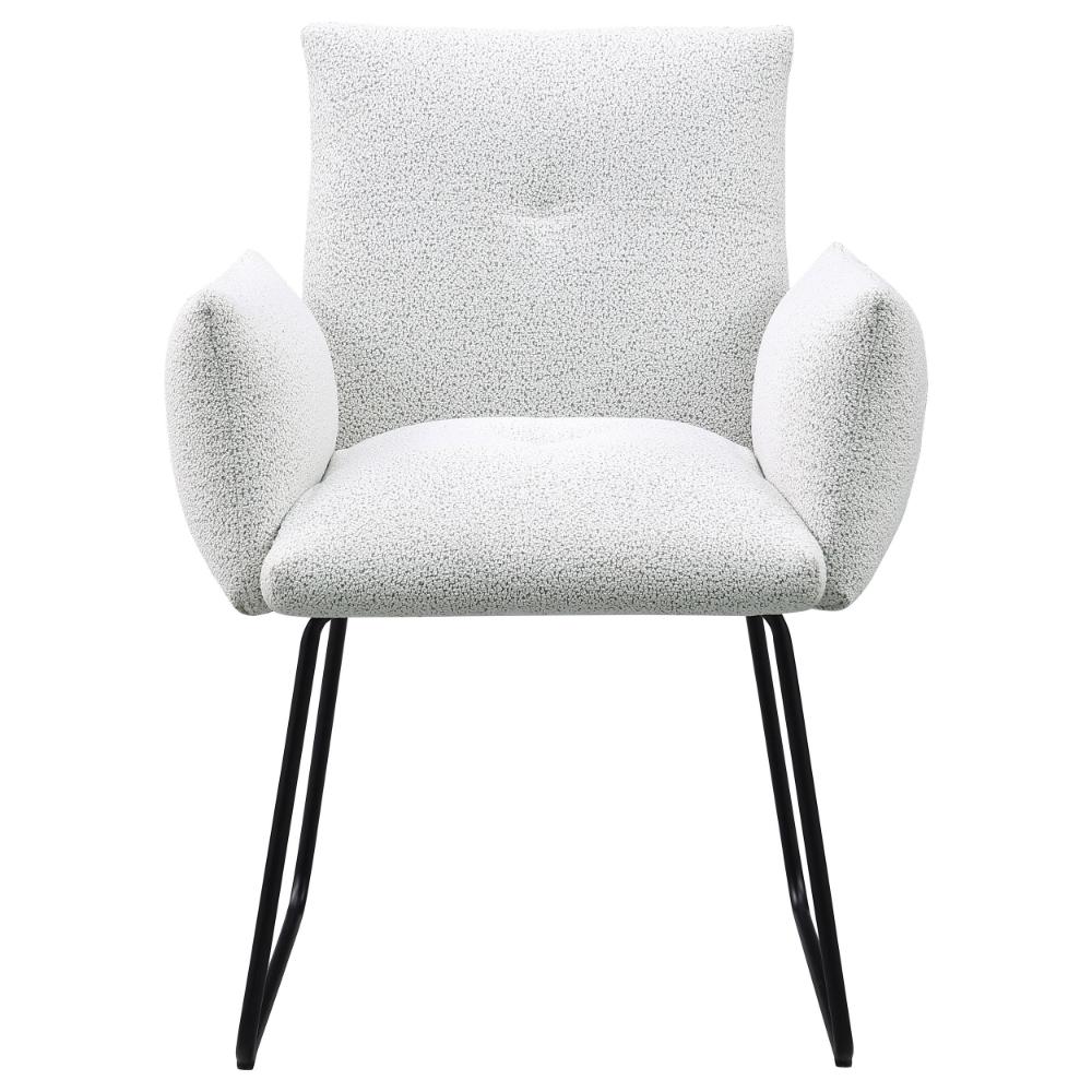 Acko Dining Chair Set of 2, Light Gray Fabric, Black Metal Frame  -BM328755
