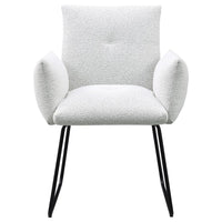 Acko Dining Chair Set of 2, Light Gray Fabric, Black Metal Frame  -BM328755