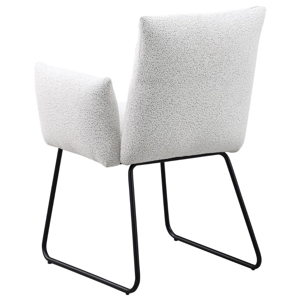 Acko Dining Chair Set of 2, Light Gray Fabric, Black Metal Frame  -BM328755