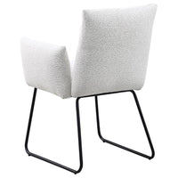 Acko Dining Chair Set of 2, Light Gray Fabric, Black Metal Frame  -BM328755