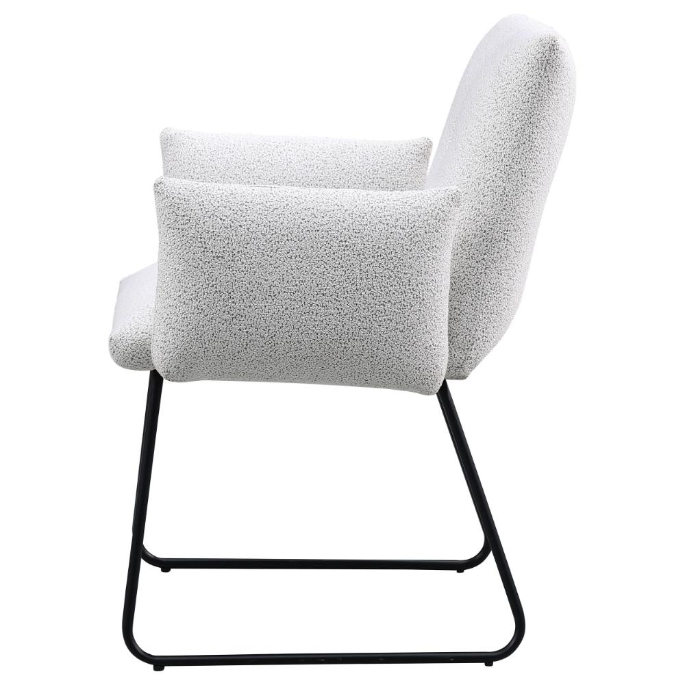 Acko Dining Chair Set of 2, Light Gray Fabric, Black Metal Frame  -BM328755