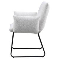 Acko Dining Chair Set of 2, Light Gray Fabric, Black Metal Frame  -BM328755