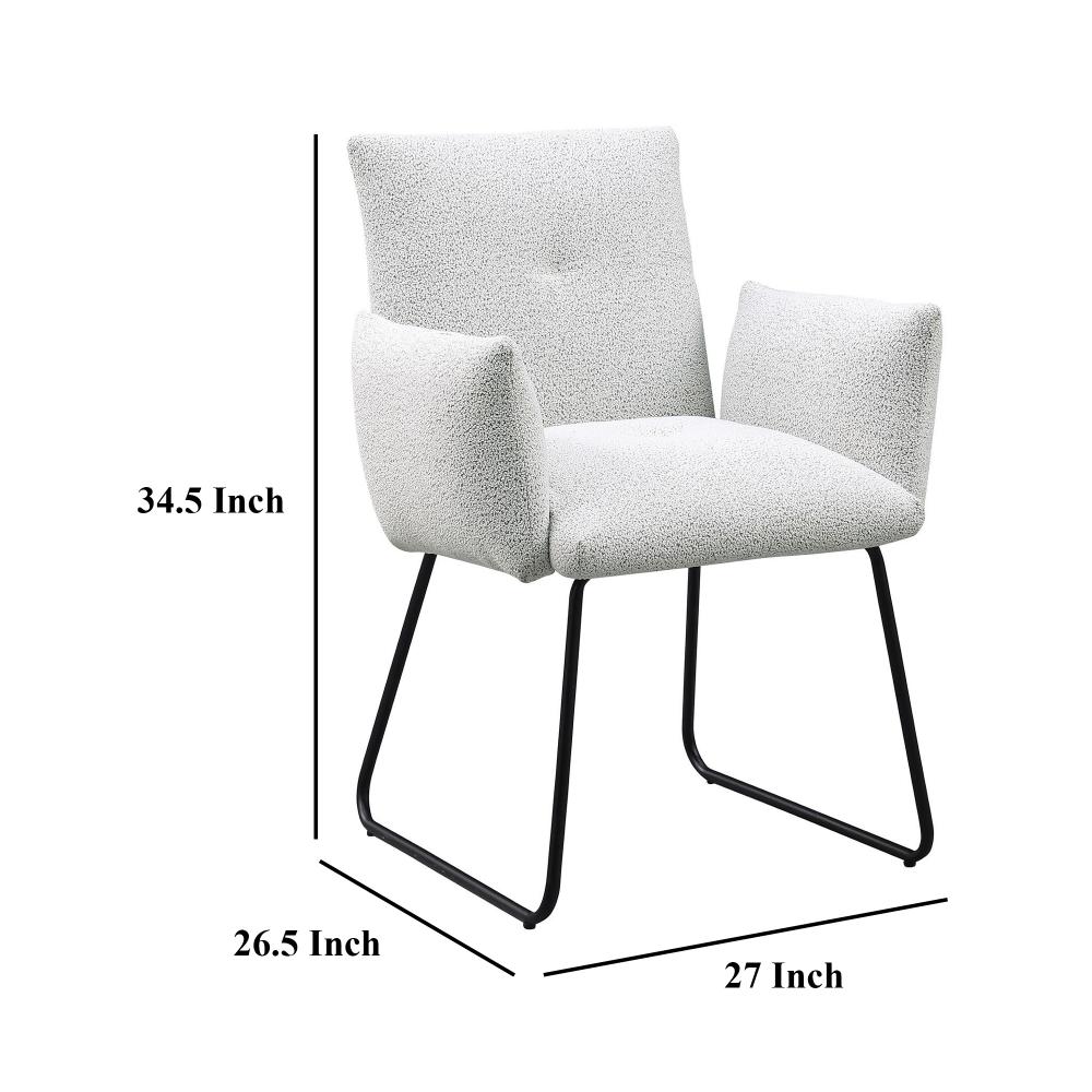 Acko Dining Chair Set of 2, Light Gray Fabric, Black Metal Frame  -BM328755
