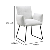 Acko Dining Chair Set of 2, Light Gray Fabric, Black Metal Frame  -BM328755