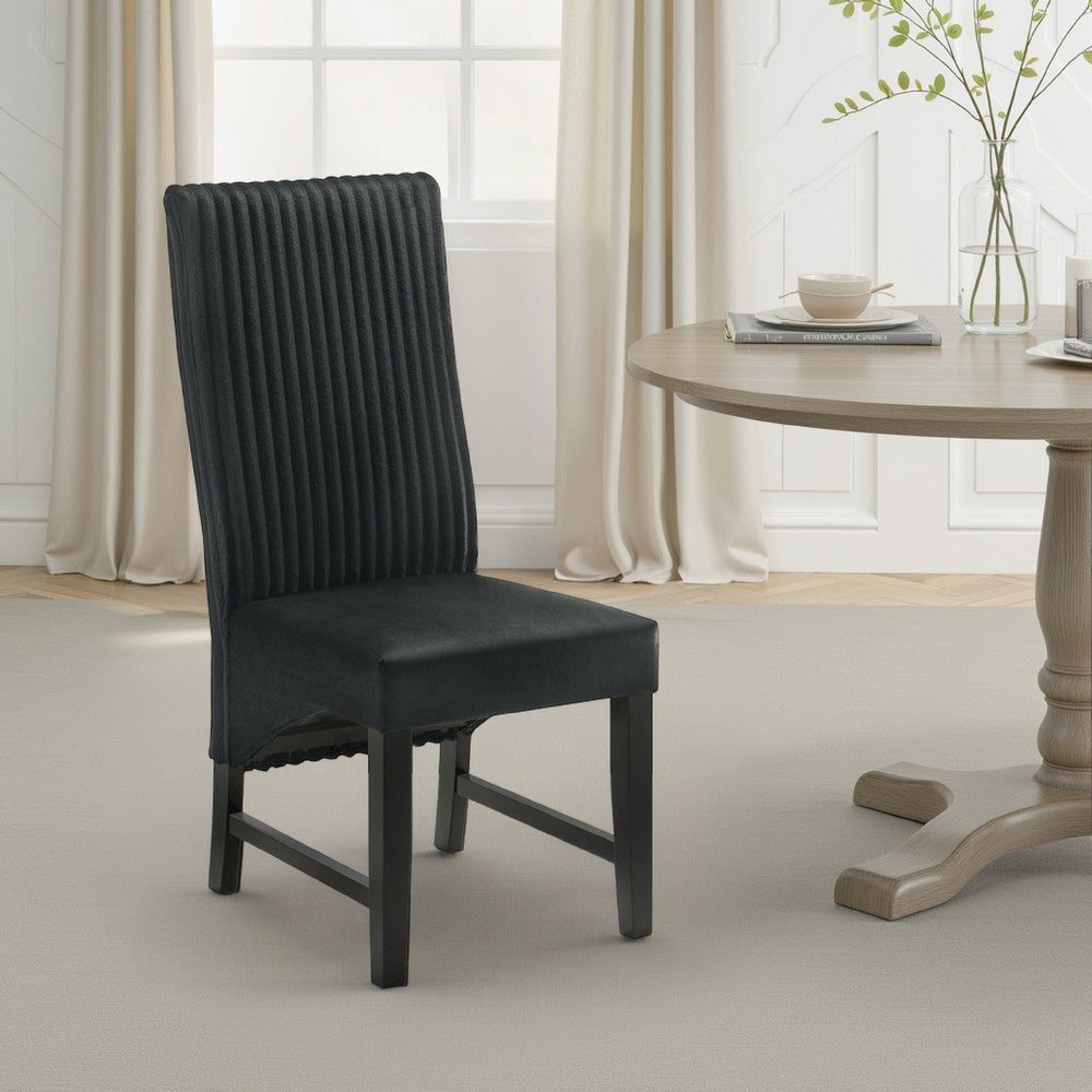 Ranna Dining Chair Set of 2, Black Velvet Foam Cushions, Hardwood -BM328756