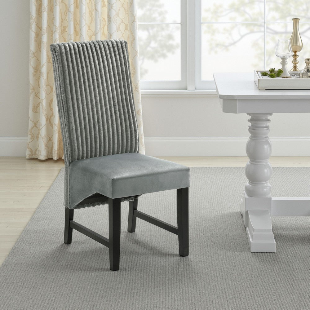 Ranna Dining Chair Set of 2, Gray Velvet Foam Cushions, Hardwood -BM328758