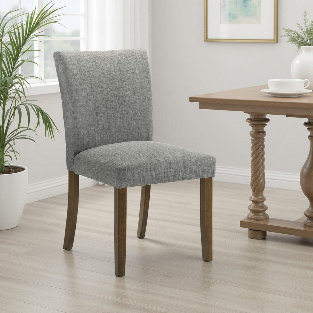 Cana Dining Chair Set of 2, Gray Fabric Foam Cushion, Brown Wood Legs -BM328759