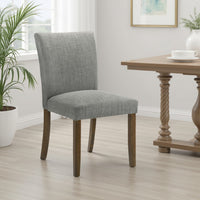 Cana Dining Chair Set of 2, Gray Fabric Foam Cushion, Brown Wood Legs -BM328759