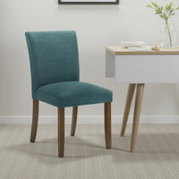 Cana Dining Chair Set of 2, Blue Fabric Foam Cushion, Brown Wood Legs -BM328760
