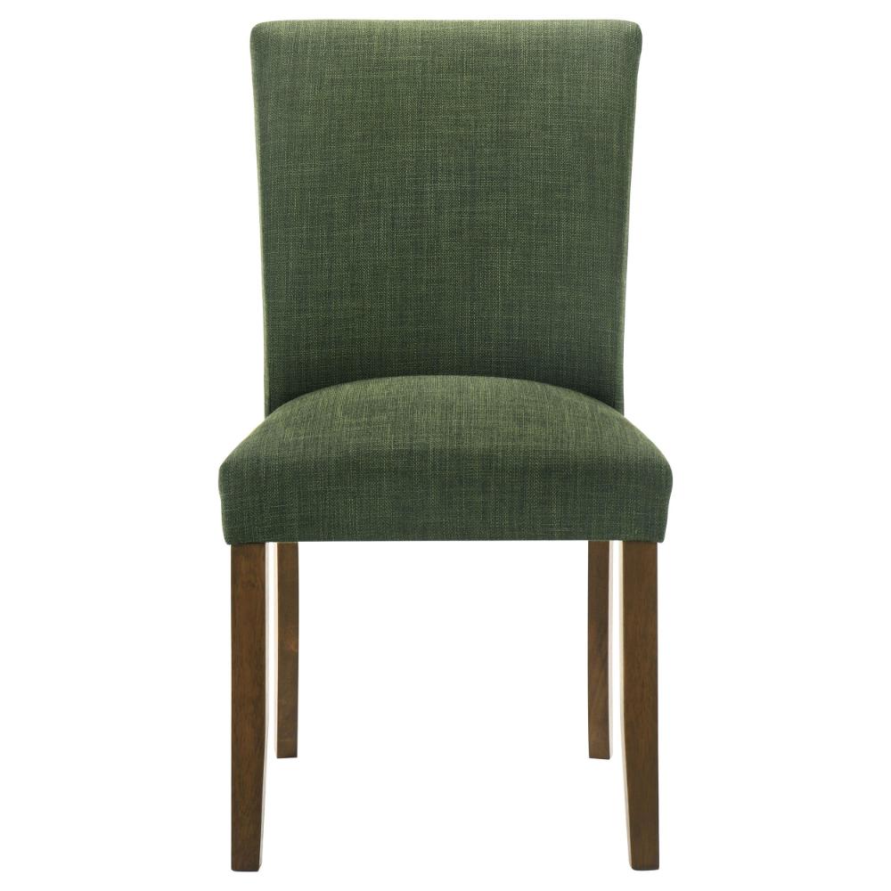 Cana Dining Chair Set of 2, Green Fabric Foam Cushion, Brown Wood Legs -BM328761