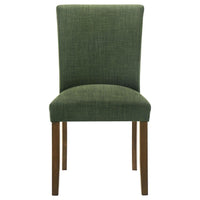 Cana Dining Chair Set of 2, Green Fabric Foam Cushion, Brown Wood Legs -BM328761