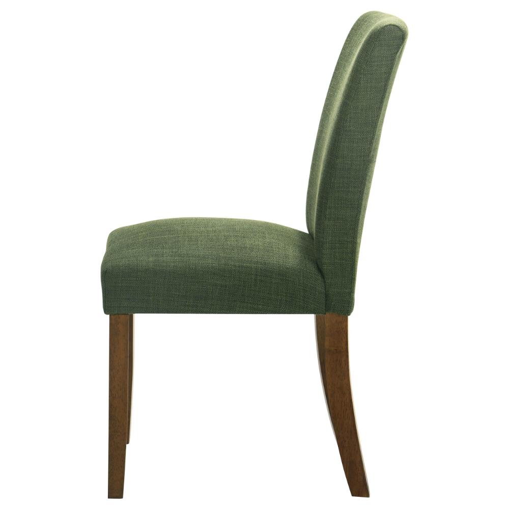 Cana Dining Chair Set of 2, Green Fabric Foam Cushion, Brown Wood Legs -BM328761