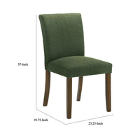Cana Dining Chair Set of 2, Green Fabric Foam Cushion, Brown Wood Legs -BM328761