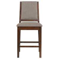 Patter Counter Height Chair Set of 2, Beige Fabric, Dark Brown 26 Inch -BM328765