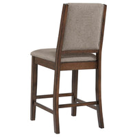 Patter Counter Height Chair Set of 2, Beige Fabric, Dark Brown 26 Inch -BM328765