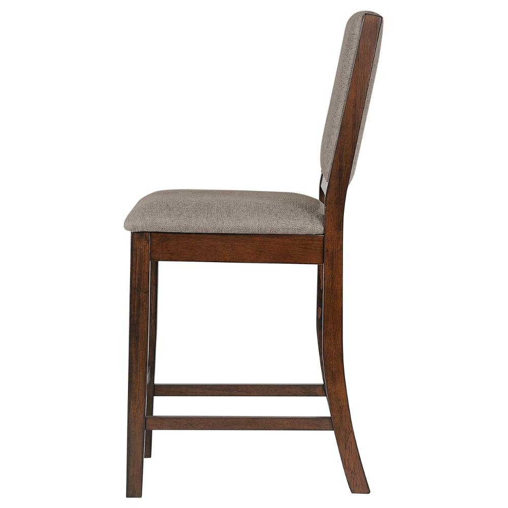 Patter Counter Height Chair Set of 2, Beige Fabric, Dark Brown 26 Inch -BM328765