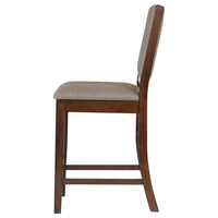 Patter Counter Height Chair Set of 2, Beige Fabric, Dark Brown 26 Inch -BM328765