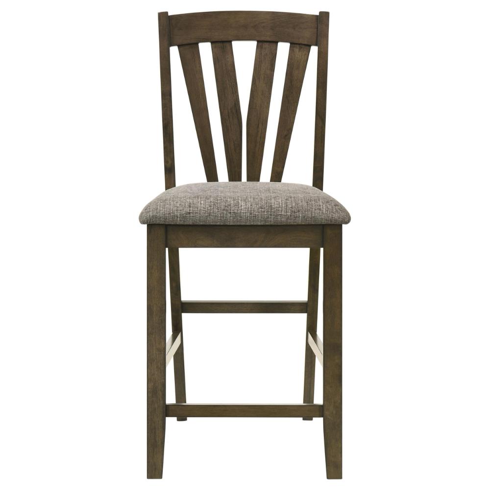 Kana Counter Height Chair Set of 2, Gray Fabric, Brown Wood Frame -BM328767