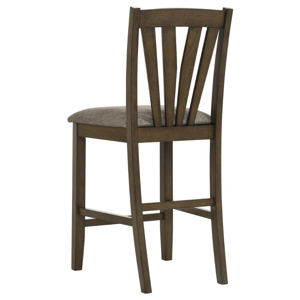 Kana Counter Height Chair Set of 2, Gray Fabric, Brown Wood Frame -BM328767