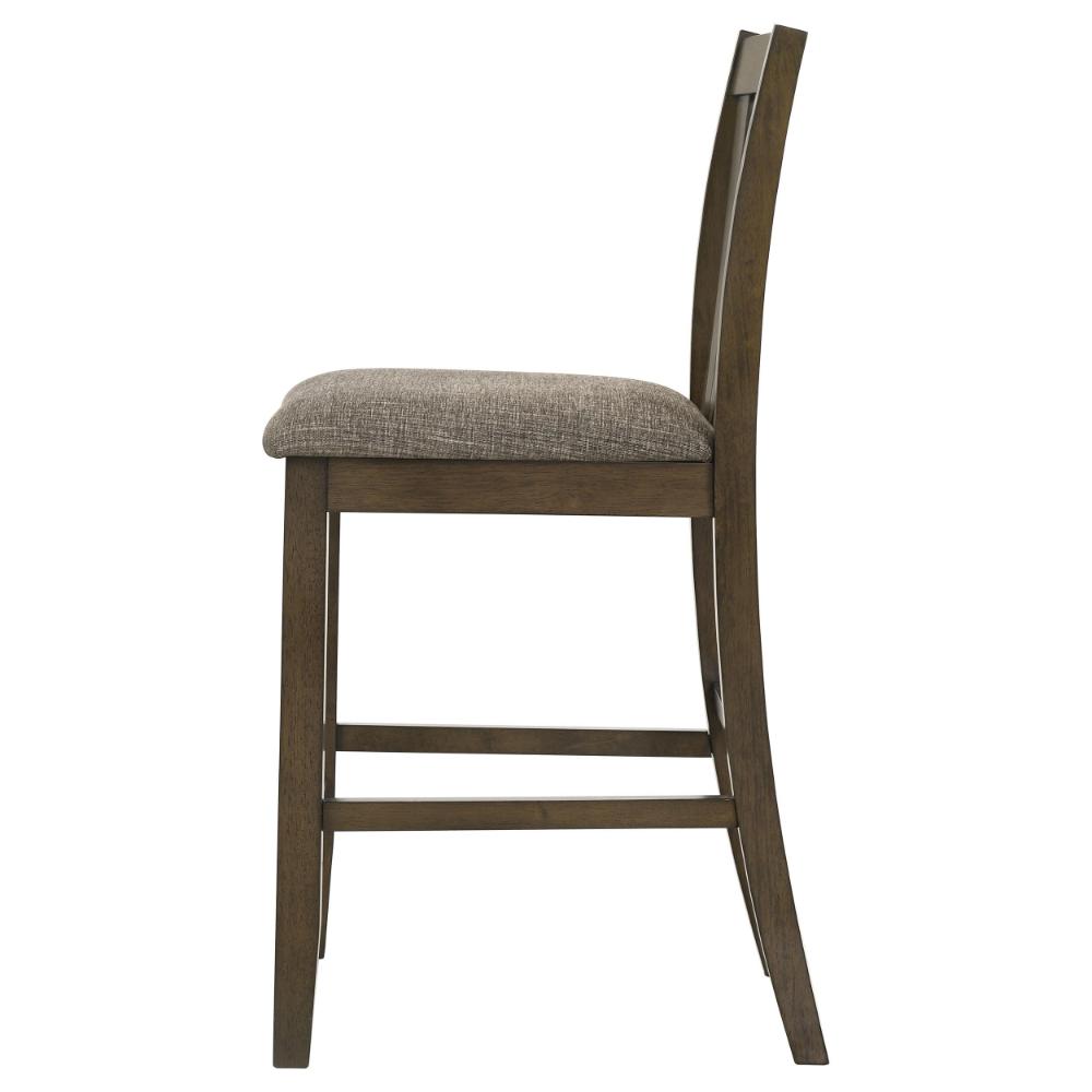Kana Counter Height Chair Set of 2, Gray Fabric, Brown Wood Frame -BM328767