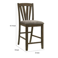 Kana Counter Height Chair Set of 2, Gray Fabric, Brown Wood Frame -BM328767
