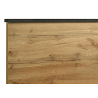 Wemy Queen Size Bed, Tall Panel Headboard, Natural Brown Pine Finish -BM328768