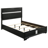 Vino California King Size Bed, Panel Black Upholstery, Glitter Stripe