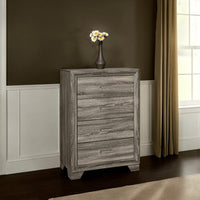 Reay Tall Dresser Chest, Brown Oak, 4 Drawers Silver Metal handles -BM328821