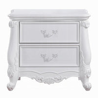 Maver Nightstand with 2 Drawers Scrolled Details, 32 Inch White Wood -BM328825
