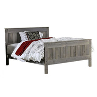 Waly Queen Bed, Farmhouse Plank Style Design, Classic Gray Pine Wood - BM328851
