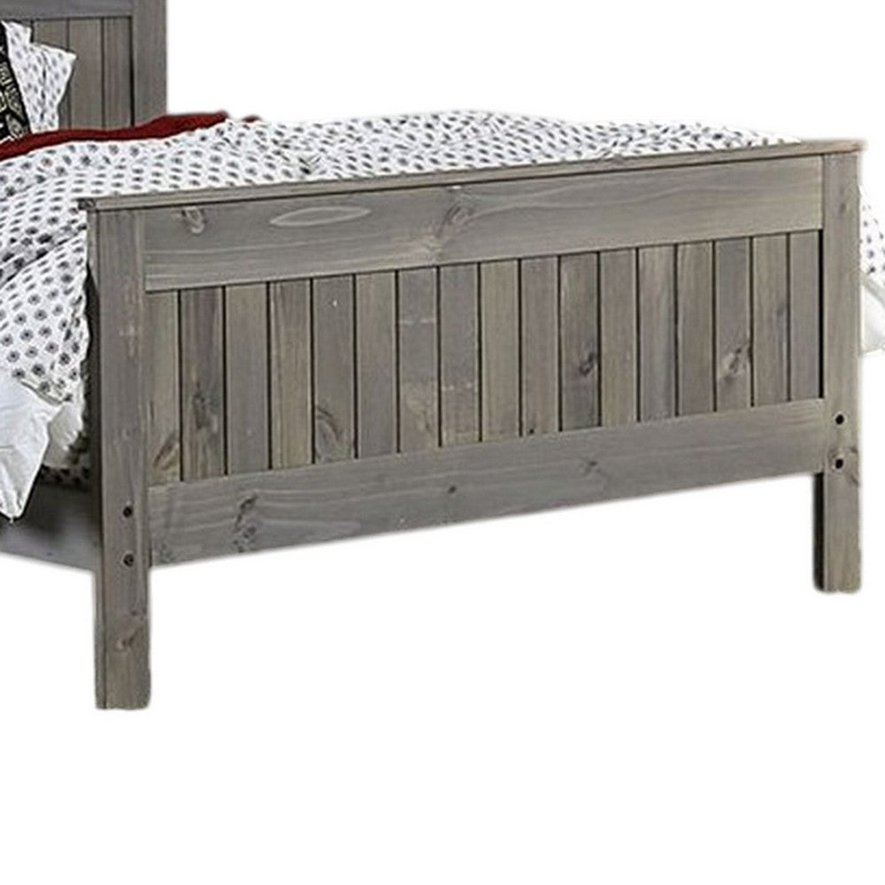 Waly Queen Bed, Farmhouse Plank Style Design, Classic Gray Pine Wood - BM328851