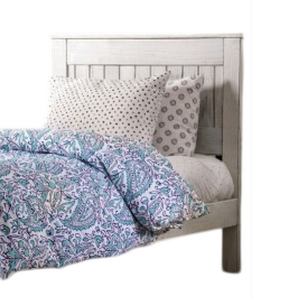 Waly Full Bed, Farmhouse Plank Design, Classic White Solid Pine Wood - BM328853