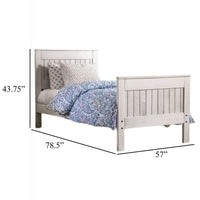 Waly Full Bed, Farmhouse Plank Design, Classic White Solid Pine Wood - BM328853